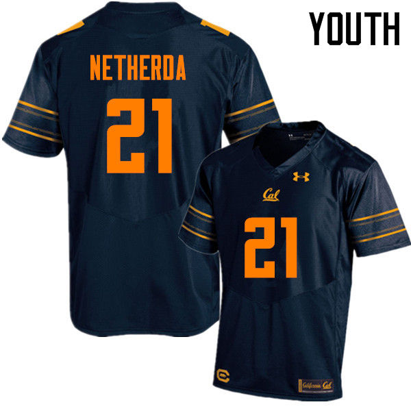 Youth #21 Alex Netherda Cal Bears (California Golden Bears College) Football Jerseys Sale-Navy - Click Image to Close